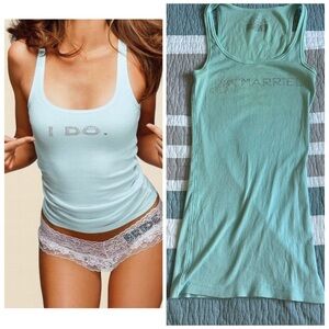 Victoria’s Secret Blue Just Married Rhinestone Tank Top S